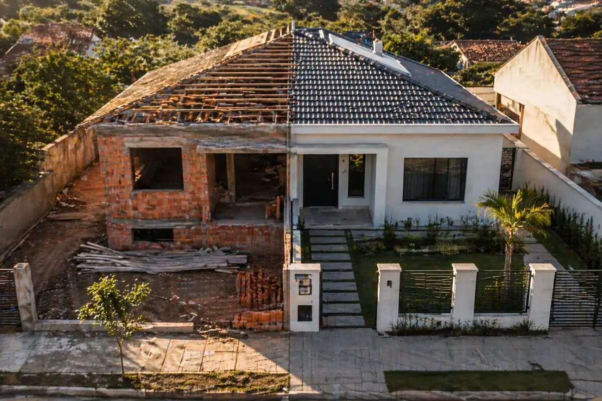 Antes e depois reforma residencial 1 - Empreiteira Bohnenberger